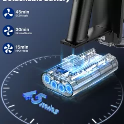 MIBODE Cordless Vacuum Cleaner, Powerful Stick Vacuum with 3 Suction Modes, Max 45Mins Runtime Rechargeable Vacuum