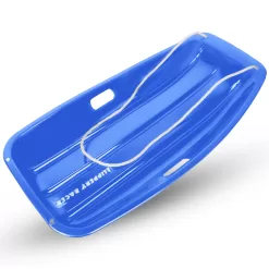 Slippery Racer Downhill Sprinter Flexible Kids Toddler Plastic Cold-Resistant Toboggan Snow Sled with Pull Rope and Handles, Blue