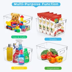Set of 8 Clear Plastic Storage Bins, 4 Large and 4 Small Stackable Storage Containers