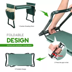 KVR Upgraded Garden Kneeler and Seat with Thicken & Widen Soft Kneeling Pad, Heavy Duty Foldable Gardener Stool