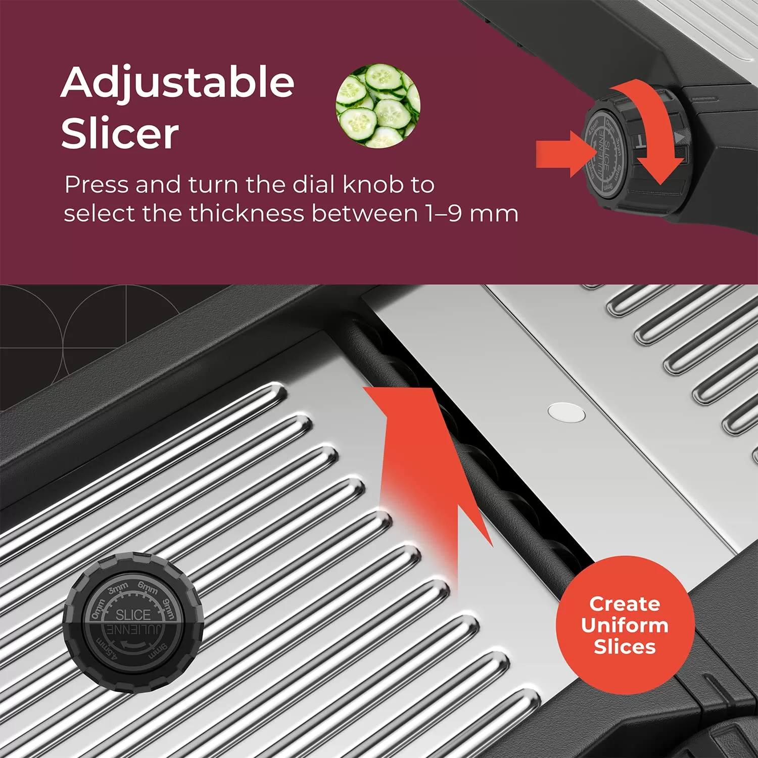MuellerLiving Mandoline Slicer for Kitchen, Stainless Steel, Slice or Julienne, Vegetable Chopper, Fruits