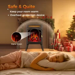 COWSAR Electric Fireplaces, 1500W Infrared Electric Stove Heater, Efficient Heating, 3D Realistic Flame, 5100 BTU