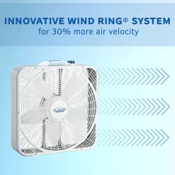 Lasko 20″ Weather-Shield Performance Box Fan-Features Innovative Wind Ring System for Up to 30% More Air, 20 Inch, 3720
