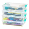 IRIS USA 6 Quart Large Clip Box, 4 Pack, Clear Plastic Storage Container Bins with Latching Lids