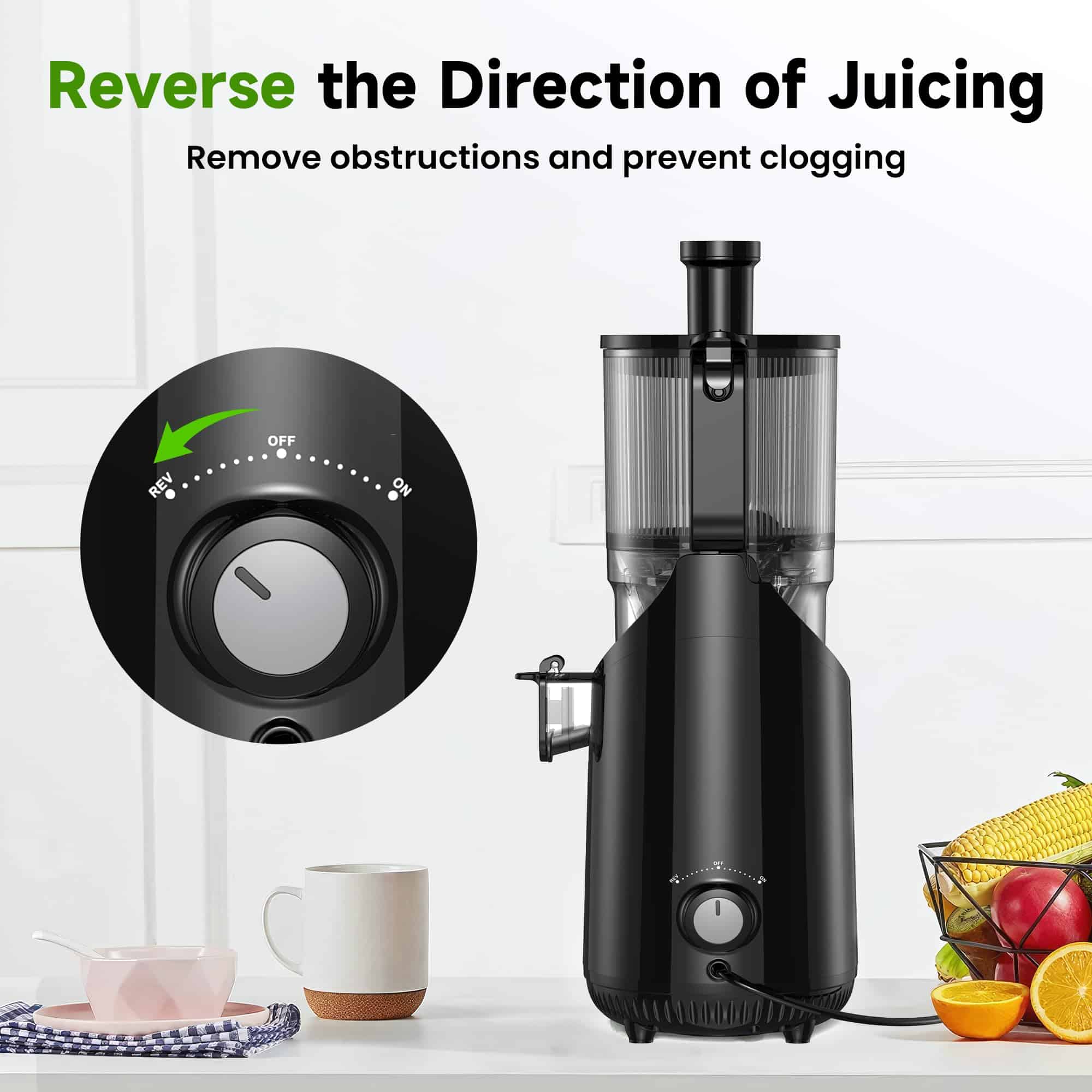 Amumu Slow Masticating Machines, Cold Press Juicer, BPA Free 250W - Image 5