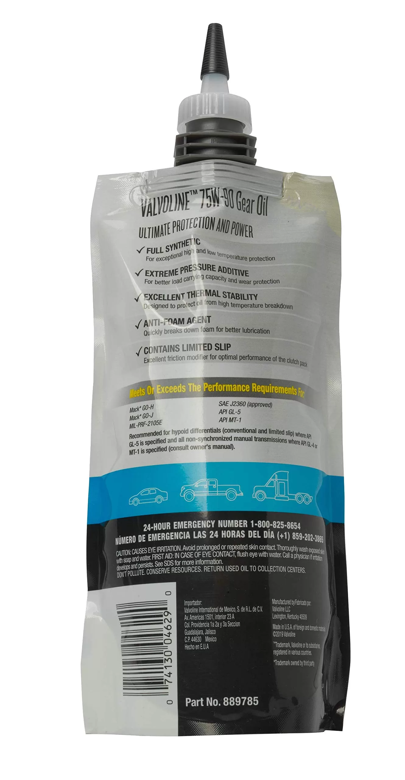 Valvoline Flexfill SAE 75W-90 Full Synthetic Gear Oil 1 QT, Case of 4