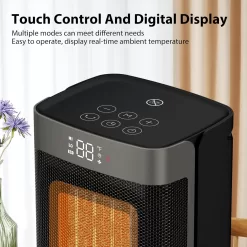 ToLife Space Heater Indoor with Thermostat, 1500W PTC Electric Heater, 60°Oscillating, 4 Modes, 12h Timer