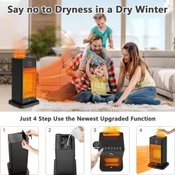 Okoium Space Heaters for Indoor Use, 2023 Upgraded PTC Space Heater Large Room 1500W, Heat Up 260 sq.ft