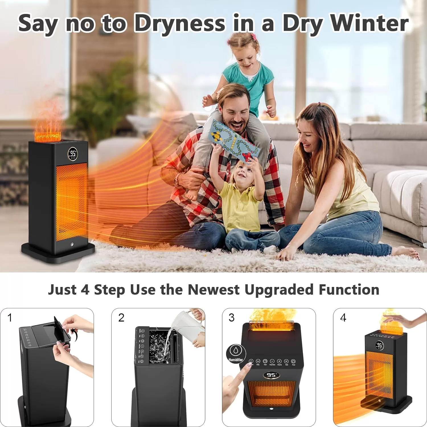 Okoium Space Heaters for Indoor Use, 2023 Upgraded PTC Space Heater Large Room 1500W, Heat Up 260 sq.ft