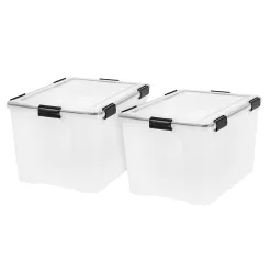 IRIS USA 2Pack 74qt WEATHERPRO Airtight Plastic Storage Bin with Lid and Seal and Secure Latching Buckles