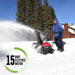 PowerSmart 21 Inch Electric Snow Blower - 120V 15 Amp, 2100 RPM, LED Light for Yard, Road