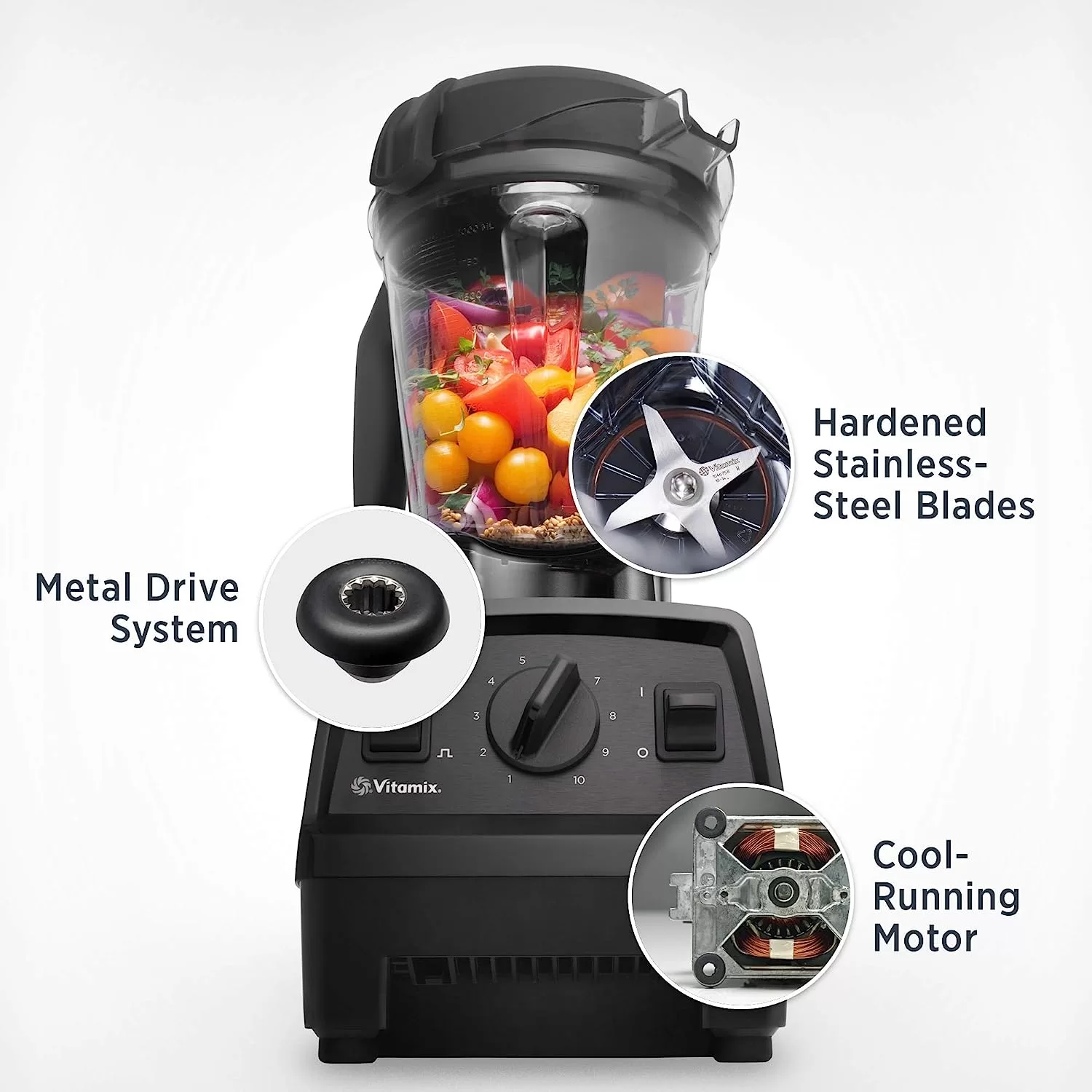 Vitamix Explorian Blender, Professional-Grade, 64 oz. Low-Profile Container, Black - 65542 (Renewed Premium)