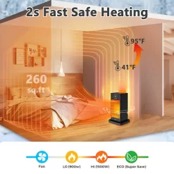Okoium Space Heaters for Indoor Use, 2023 Upgraded PTC Space Heater Large Room 1500W, Heat Up 260 sq.ft