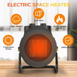 Elevoke Space Heaters for Indoor Use, 1500W PTC Electric Heater with 90°Adjustable Angle