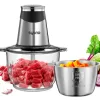 Syvio Food Processors with 2 Bowls, Meat Grinder 4 Bi-Level Blades, Mini Electric Food Chopper 400W