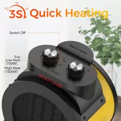 Elevoke Space Heaters for Indoor Use, 1500W PTC Electric Heater with 90°Adjustable Angle
