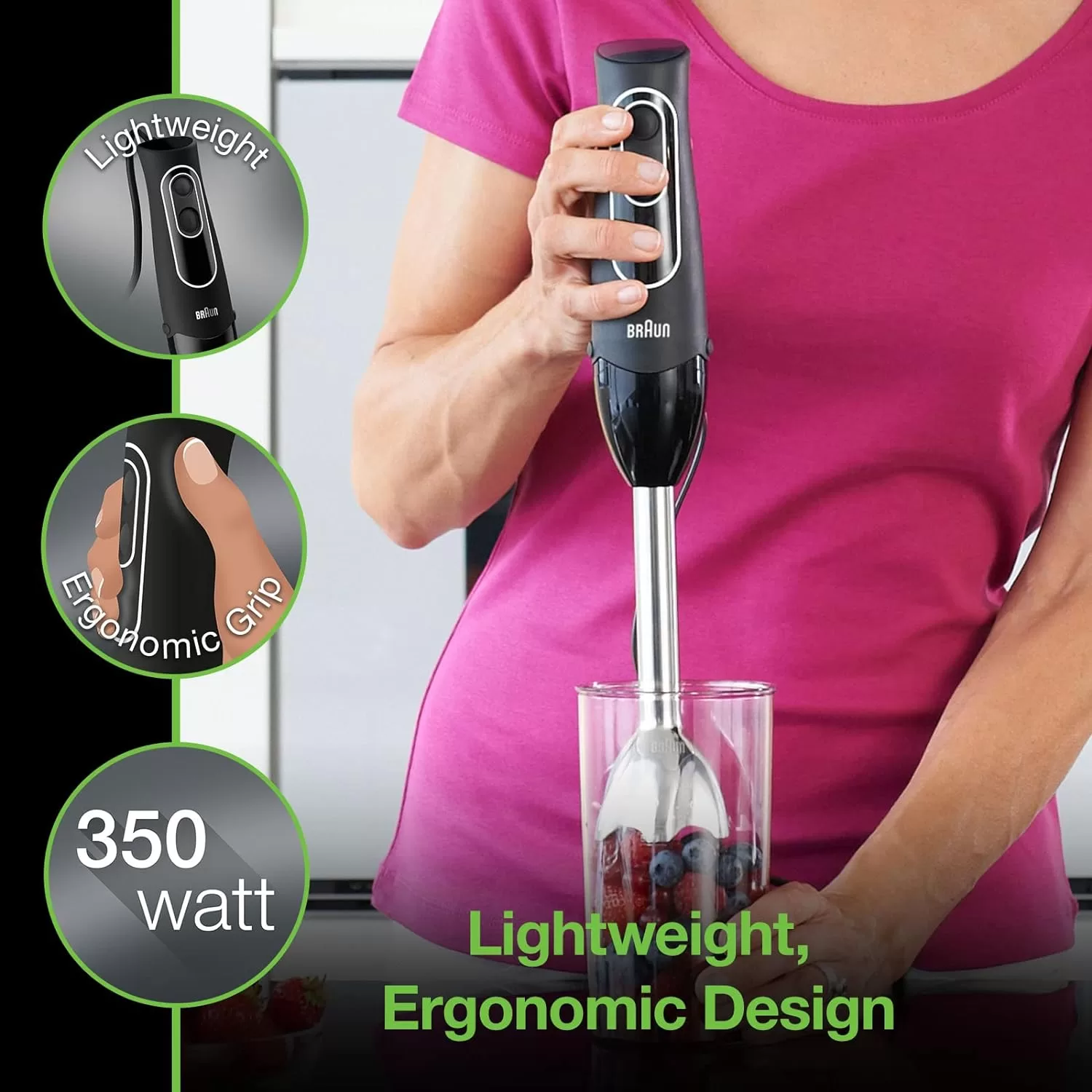 Braun MultiQuick 5 Immersion Hand Blender Patented Technology , Black, MQ505