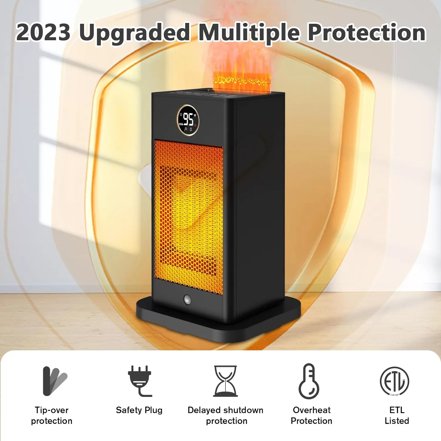 Okoium Space Heaters for Indoor Use, 2023 Upgraded PTC Space Heater Large Room 1500W, Heat Up 260 sq.ft