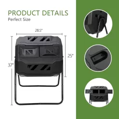 F2C Compost Bin Outdoor Dual Chamber Tumbling Composter 43 Gallon BPA Free Large Tumbler Composters Tumbling