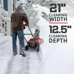 PowerSmart 21 Inch Electric Snow Blower - 120V 15 Amp, 2100 RPM, LED Light for Yard, Road