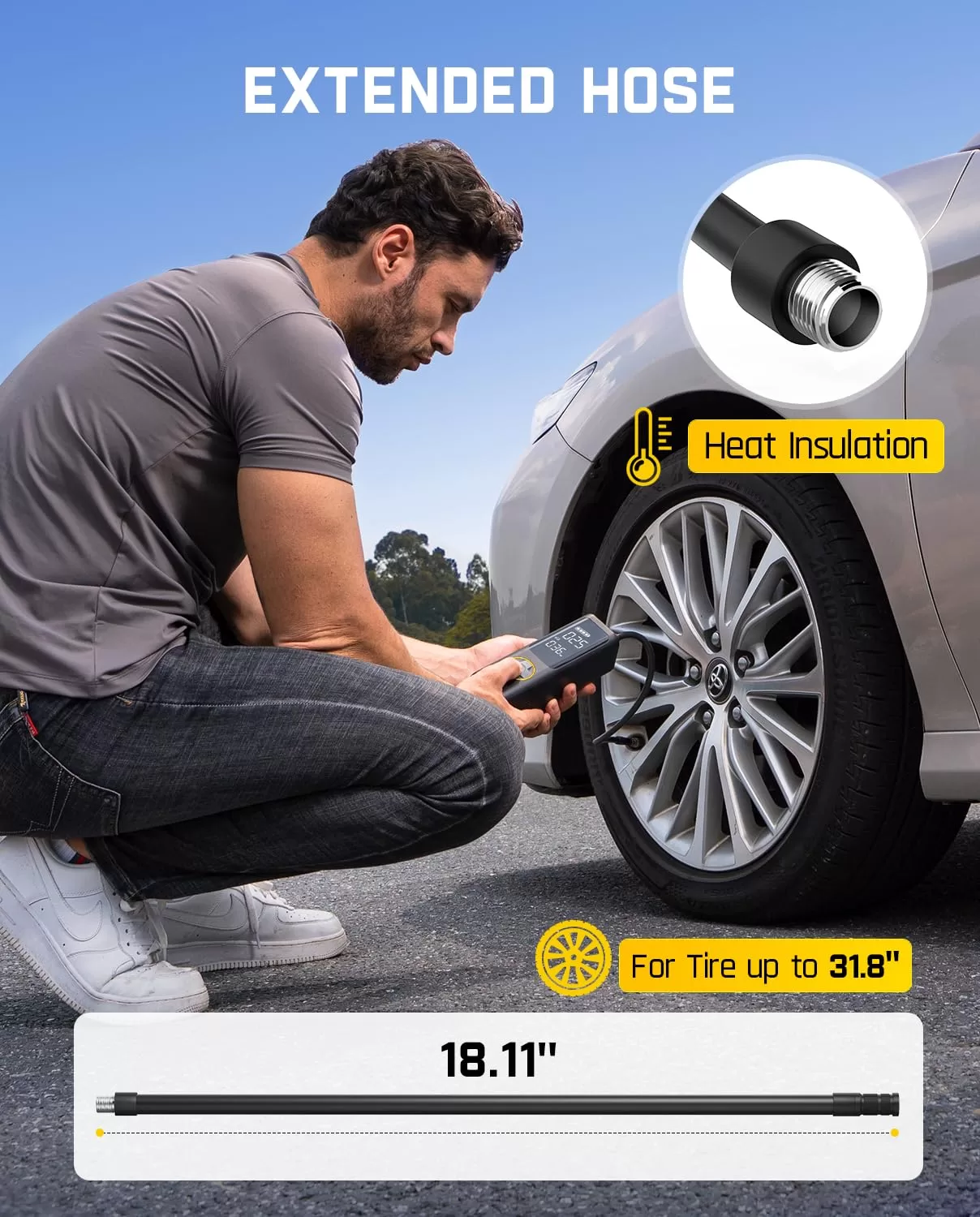 Fanttik X8 APEX Tire Inflator Portable Air Compressor, 2X Faster Inflation, 150PSI Cordless with LCD Dual Screen