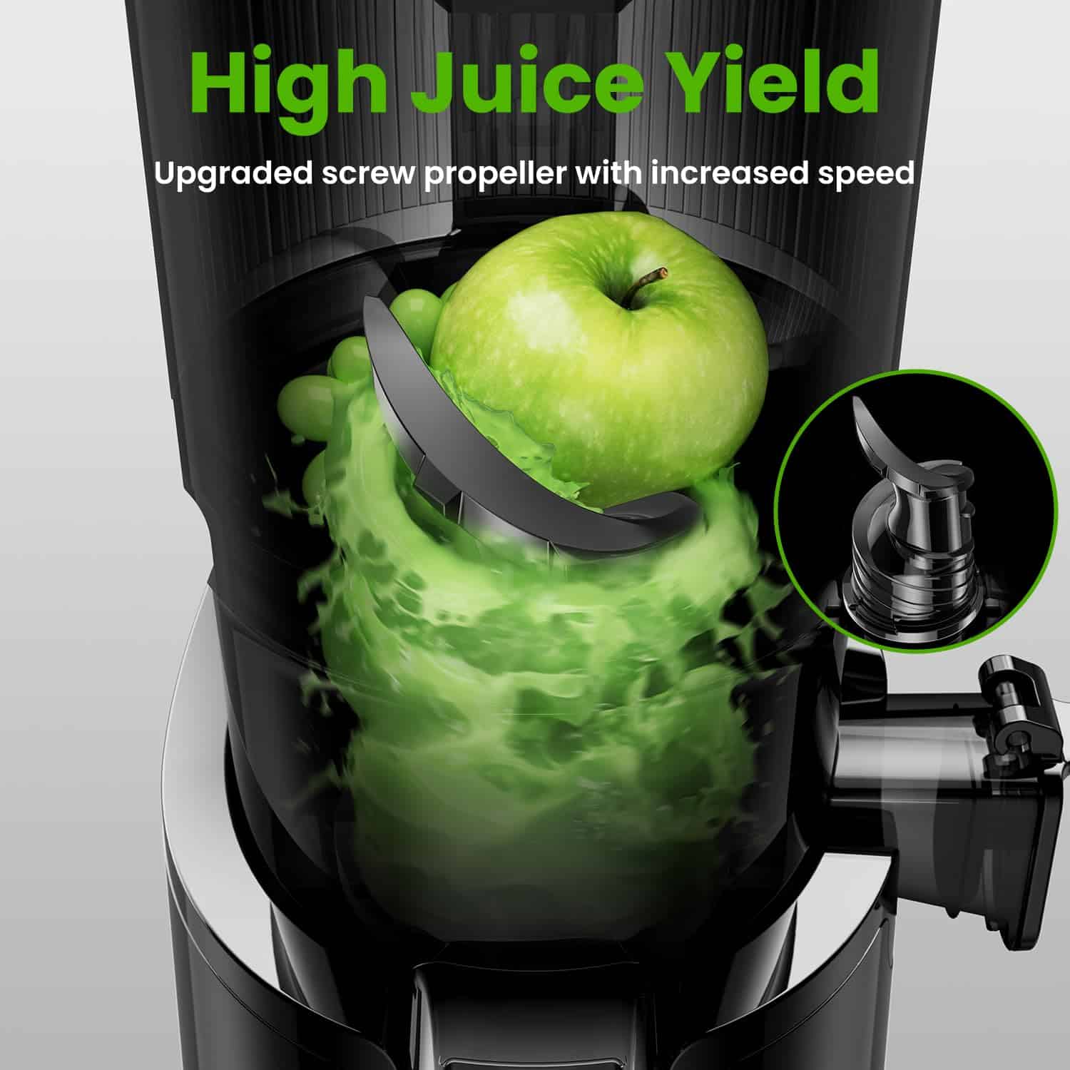 Amumu Slow Masticating Machines, Cold Press Juicer, BPA Free 250W - Image 8