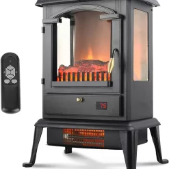 VOLTORB Electric Fireplace Heater with Remote, 22.4" Freestanding Portable Infrared Fireplace Heater Stove, 1000W/1500W
