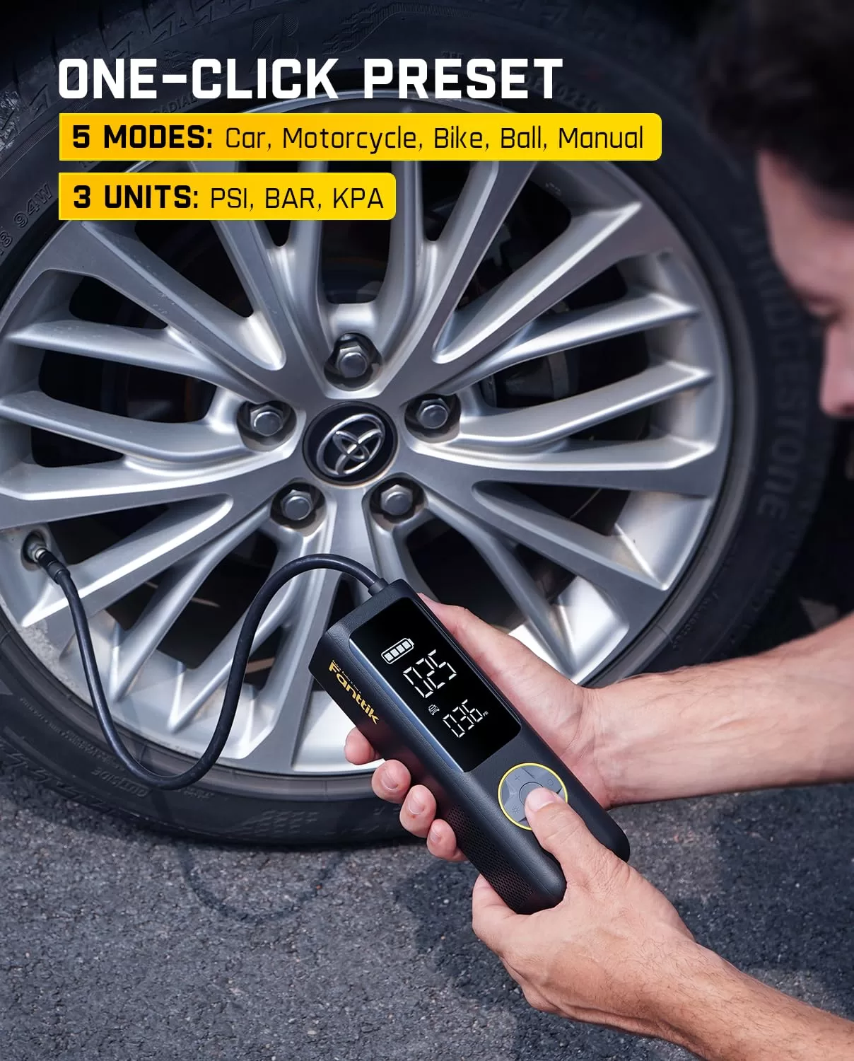 Fanttik X8 APEX Tire Inflator Portable Air Compressor, 2X Faster Inflation, 150PSI Cordless with LCD Dual Screen