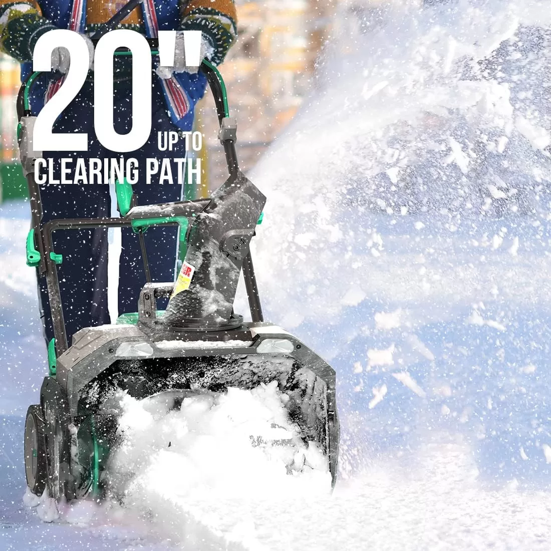 Litheli 40V Snow Blower: Cordless Power, 20" Wide, LED Lights