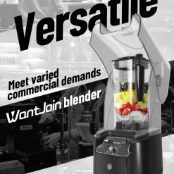 WantJoin Commercial Blender 2200W - Quiet Sound Enclosure, Powerful Professional-Grade, Self-Cleaning, Black