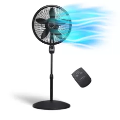 Lasko Oscillating Cyclone Pedestal Fan, Adjustable Height, Timer, Remote Control, 3 Speeds 18", Black, 1843