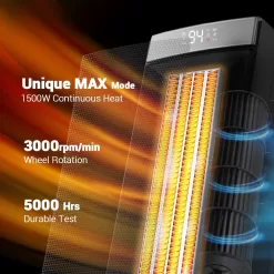 Sunnote Space Heater for Indoor Use, 1500W Fast Heating, Electric & Portable Ceramic Heaters