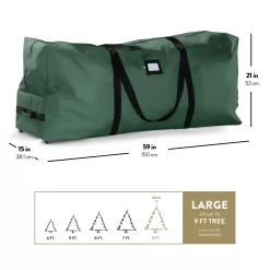Zober Christmas Tree Storage Bag 9 Ft - Rolling Christmas Tree Storage Box - 600D Fabric