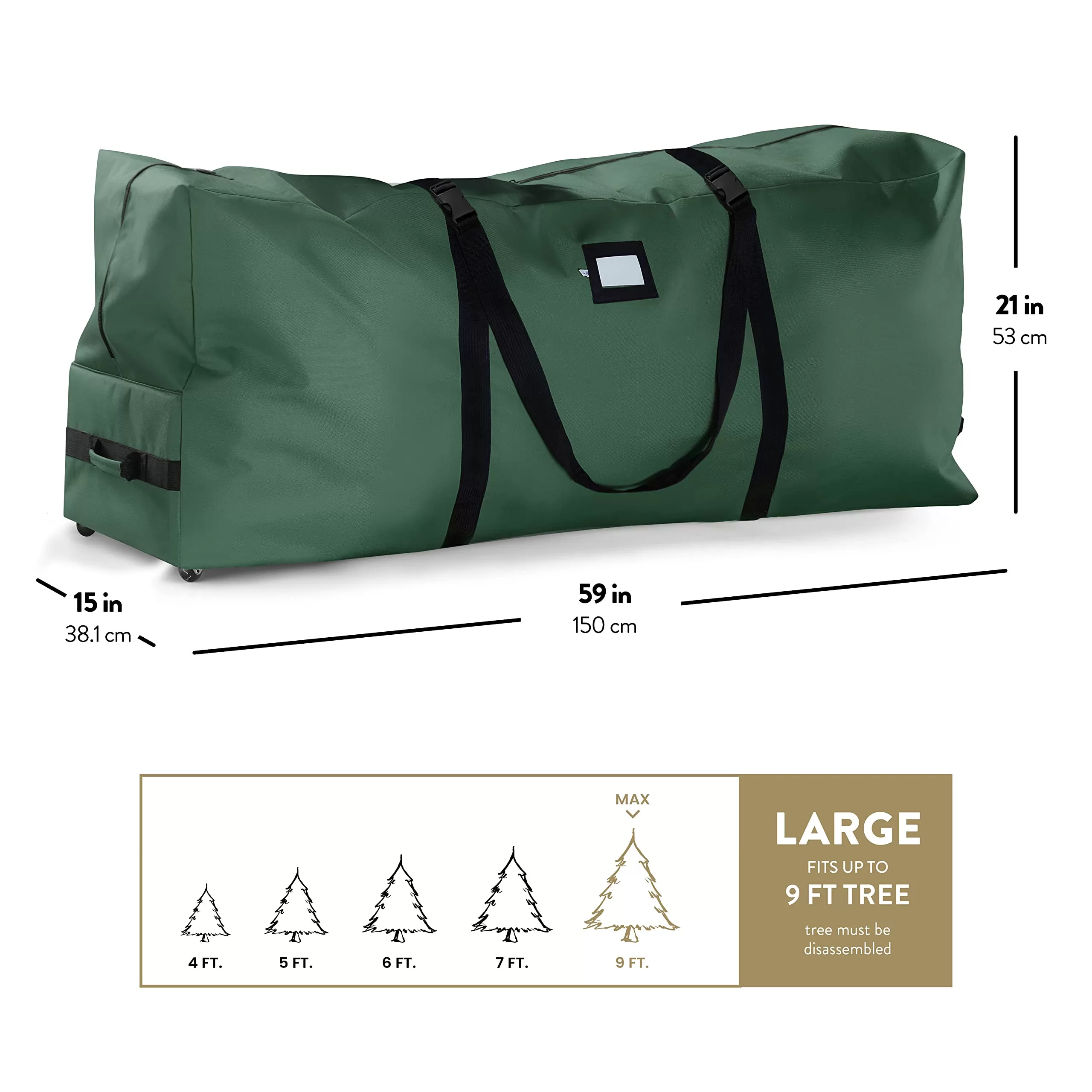 Zober Christmas Tree Storage Bag 9 Ft - Rolling Christmas Tree Storage Box - 600D Fabric