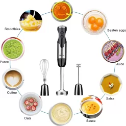 Keylitos 5 in1 Immersion Hand Blender, Powerful 12 Speed Handheld Stick Blender
