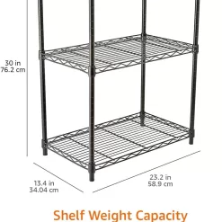 Amazon Basics 3-Shelf Narrow Adjustable, Heavy Duty Storage Shelving Unit , Black, 23.2