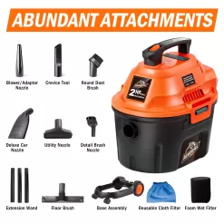 Armor All AA255W 2.5 Gallon 2 Peak HP Utility Wet/Dry Car and Shop Vacuum, 2.5-Gallon, Orange