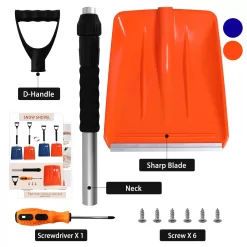 OPELETNNT Kids Snow Shovel with D-Grip Handle, Durable Aluminum Blade, Toddler Snow Shovel for Car Trunk