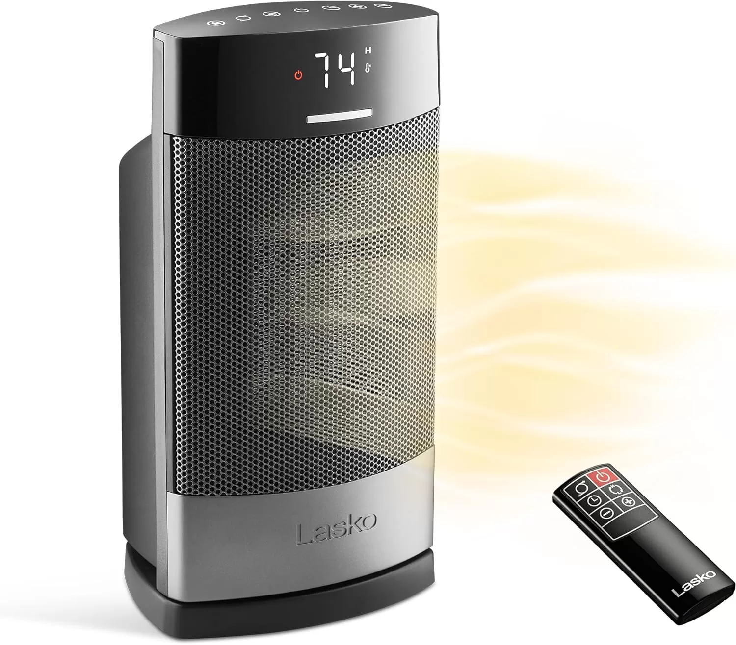Lasko Ellipse Ceramic Tabletop Heater for Home with Tip-Over Switch, 1500W, Black, CD12950