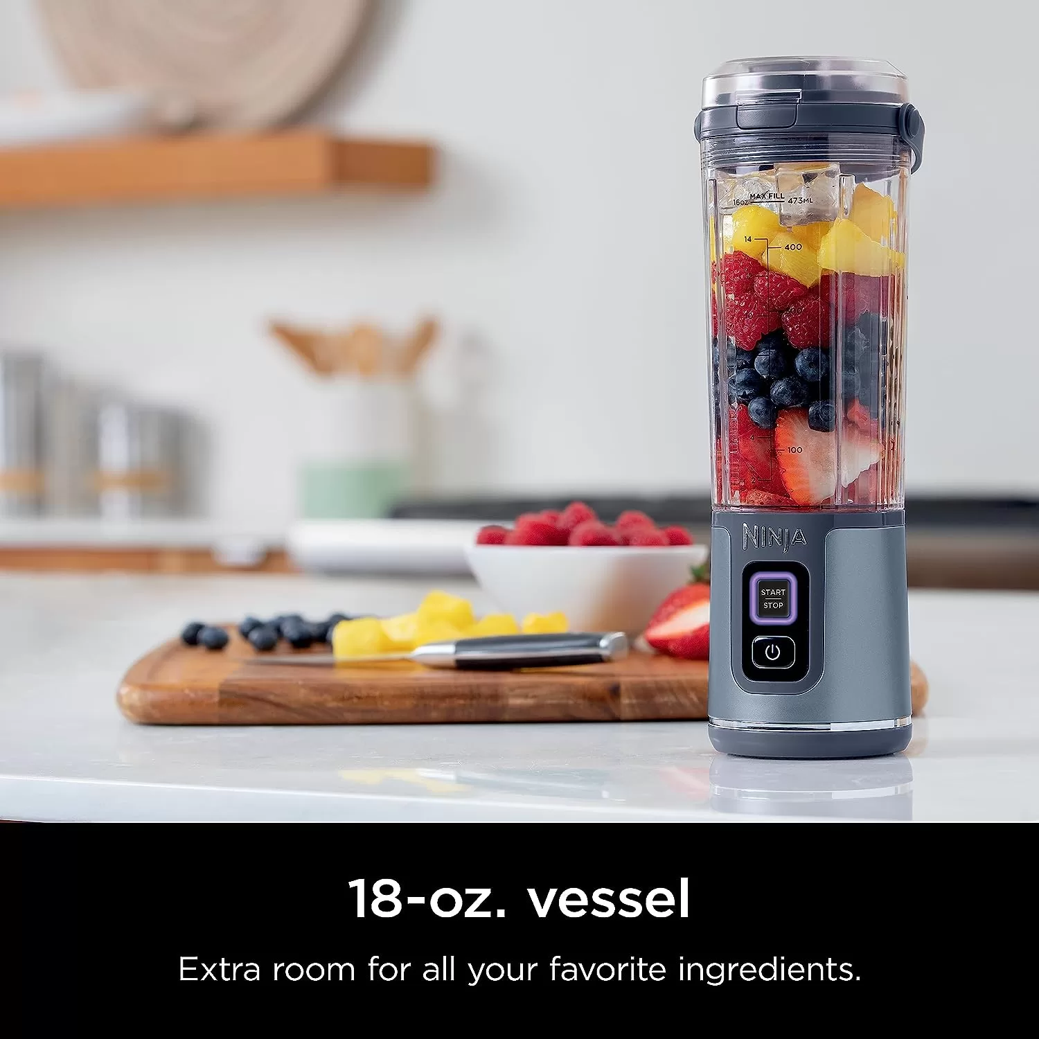 Ninja BC51NV Blast Portable Blender, Cordless, 18oz. Vessel, Denim Blue