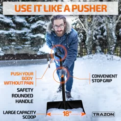 Trazon Snow Shovel Heavy Duty for Driveway with Ergonomic Handle to Use Without Backpain for Home Garage Car