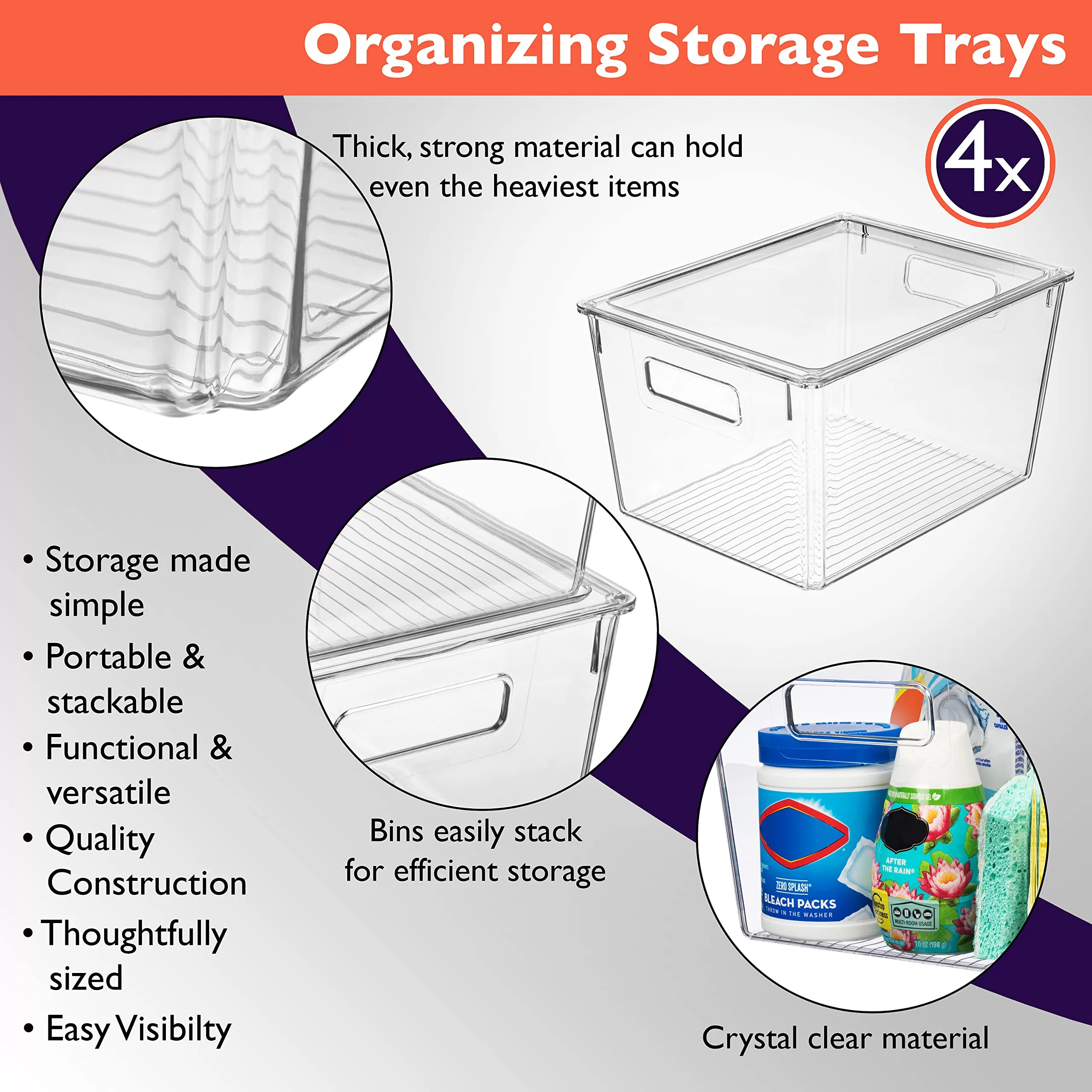 ClearSpace X-Large Plastic Storage Bins With Lids - Perfect for Kitchen, Pantry, Fridge Organization and Storage