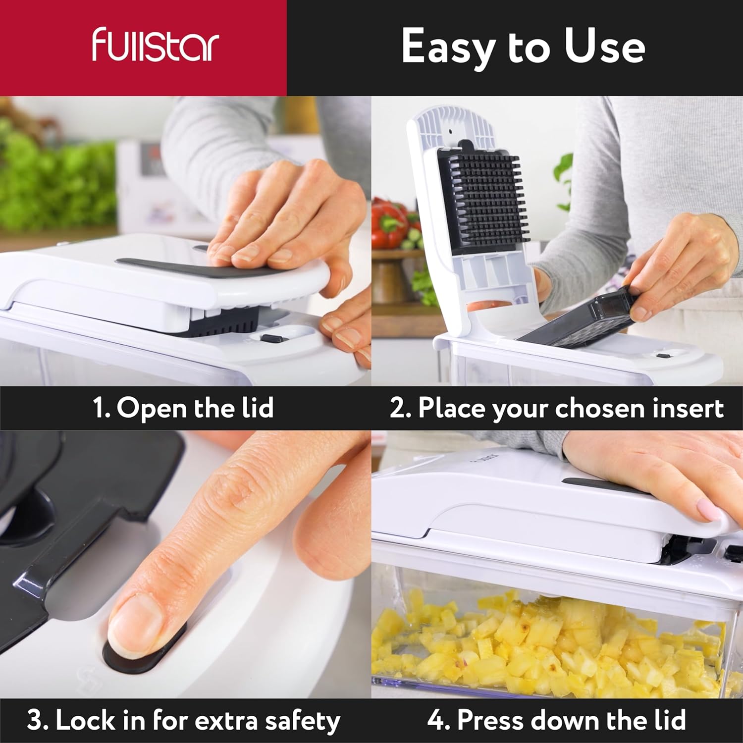 Fullstar Vegetable Chopper - Spiralizer Vegetable Slicer (4 in 1, White) - Image 4