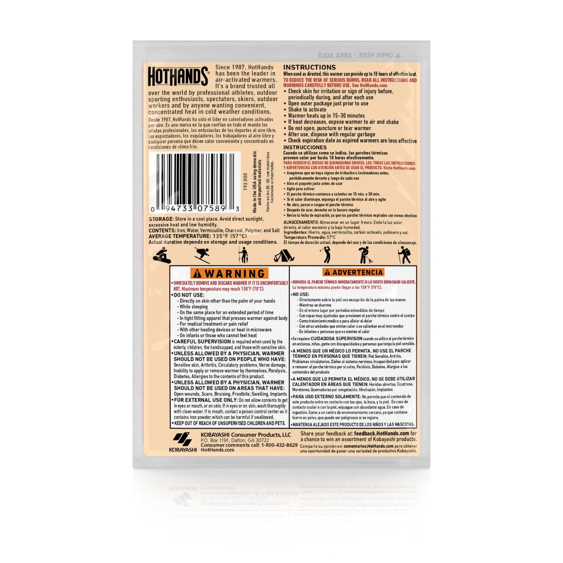 HotHands Body & Hand Super Warmers - Long Lasting Safe Natural Odorless Air Activated Warmers - 40 Individual Warmers