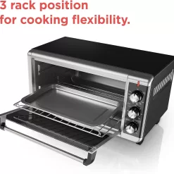 BLACK+DECKER TO3250XSB 8-Slice Extra Wide Convection Countertop Toaster Oven, Includes Bake Pan, Broil Rack & Toasting Rack, Stainless Steel/Black