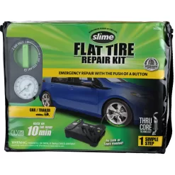 Slime 50122 Flat Tire Puncture Emergency Kit, Includes Sealant and Tire Inflator Pump, 10 Min Fix