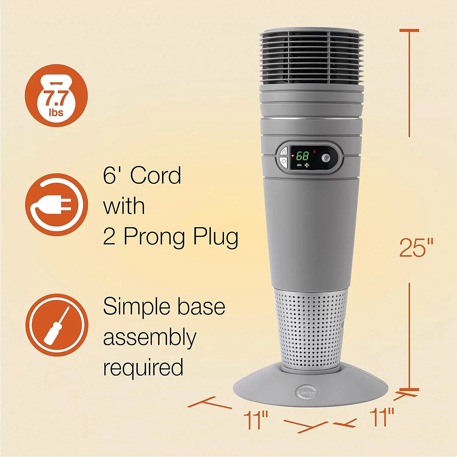 Lasko Heating Space Heater, 25", Grey 6462