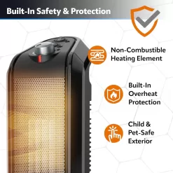 Lasko Oscillating Ceramic Space Heater for Home with Overheat Protection, Thermostat, and 3 Speeds, 15.7 Inches, Black