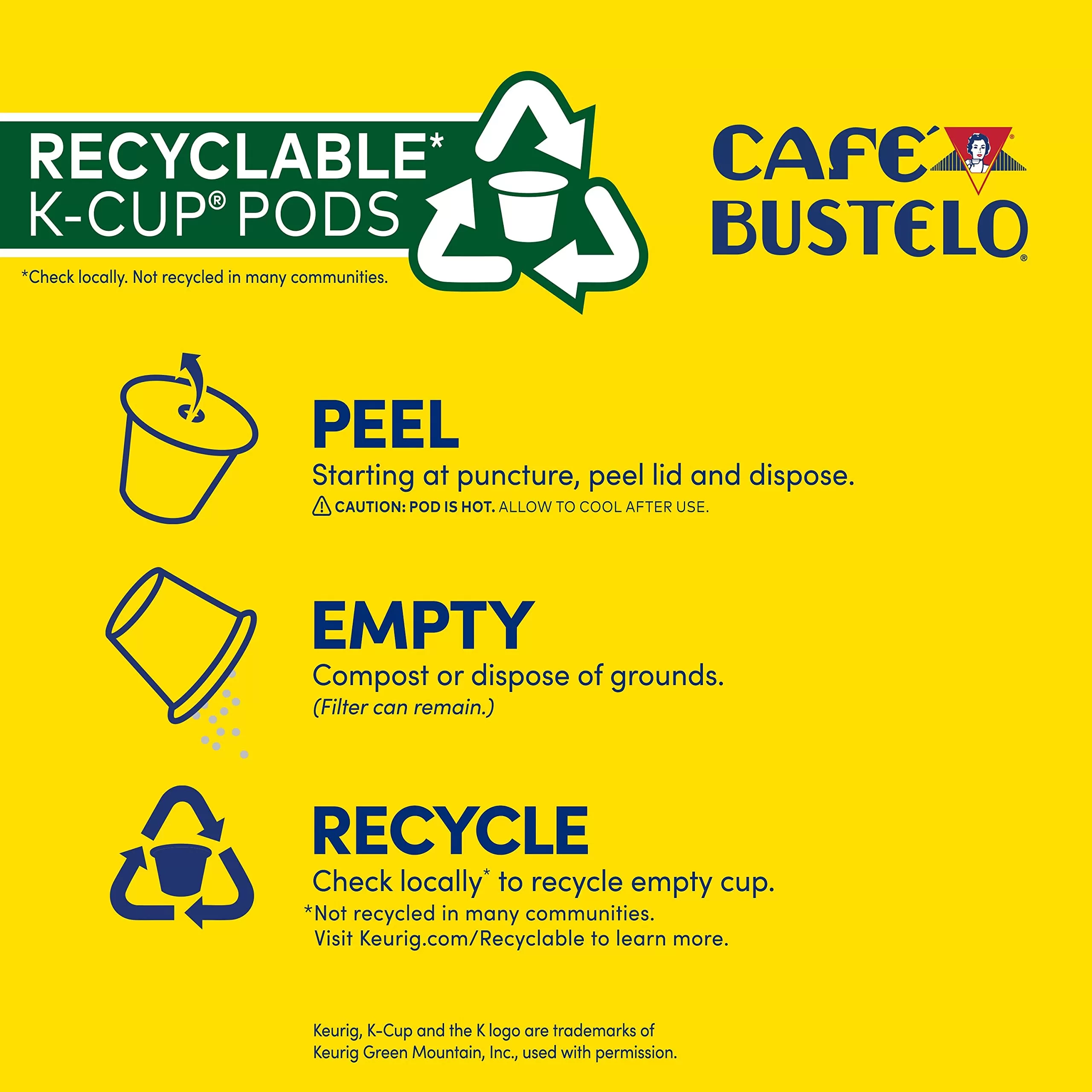 Café Bustelo Colombia Medium Roast Coffee, 72 Keurig K-Cup Pods
