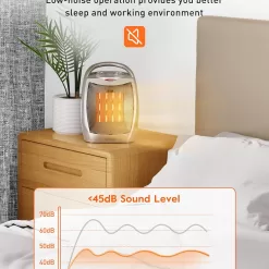 GiveBest Portable Electric Space Heater with Thermostat, 1500W/750W Safe and Quiet Ceramic Heater Fan, Silver